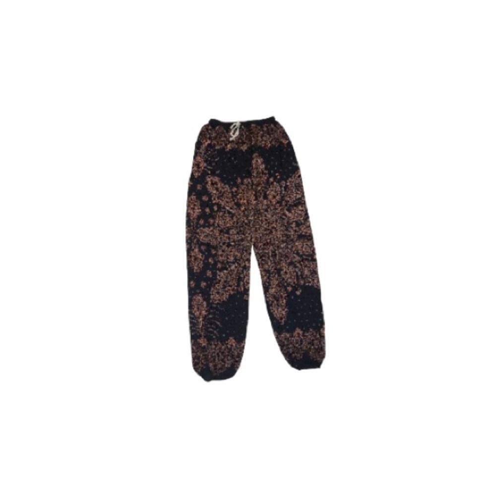 Thai Black and Orange Rayon Pants - Women’s Size Small
